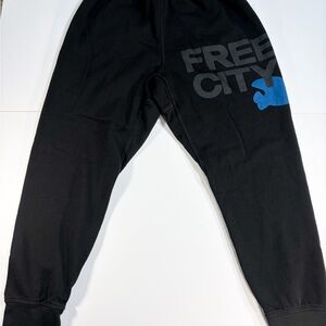 FreeCitt Kids Black Joggers with Blue Accent